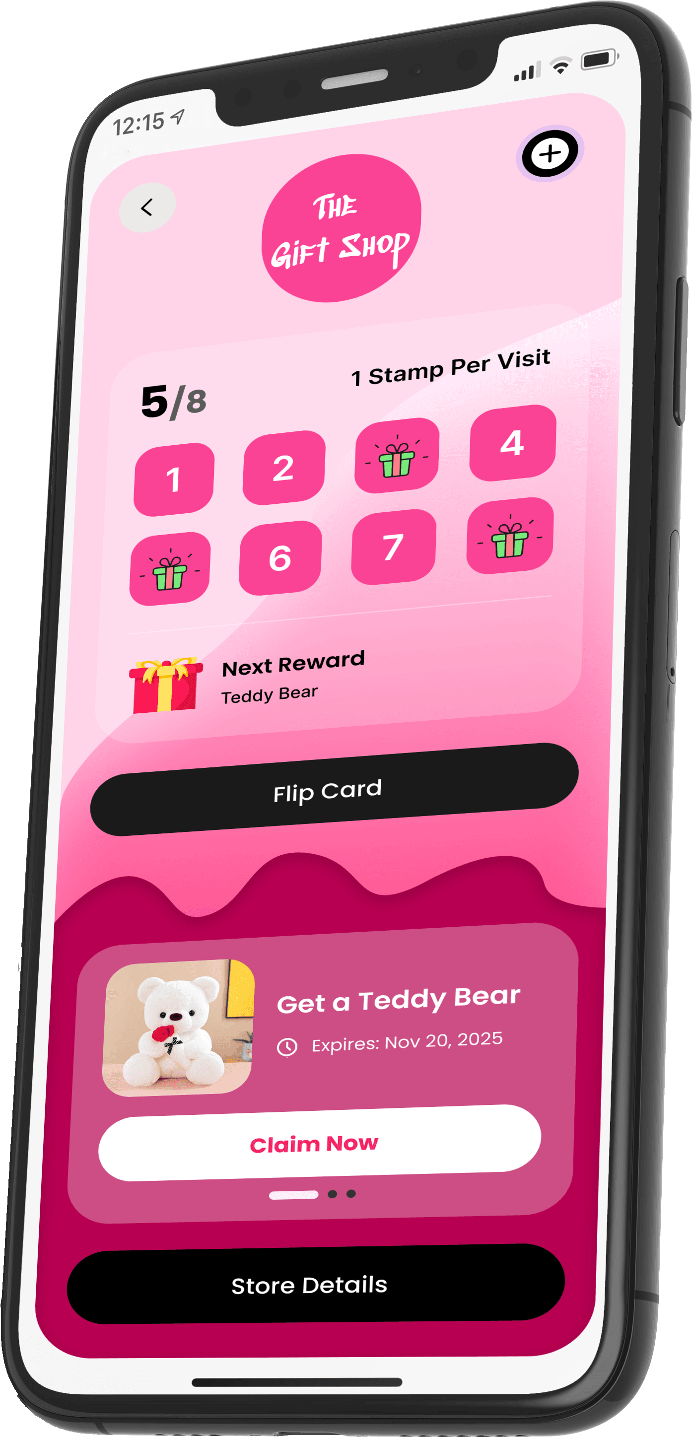 Perkzio customer app on a phone